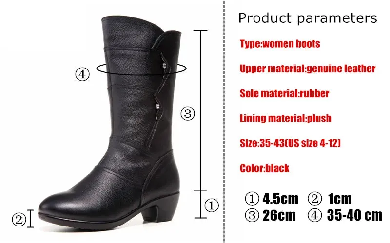 2025 Winter Plus Size Anti-Skid Boots | Thick Wool Warm Fashion Middle Boots, Outdoor Snow Boots with Wedges for Women