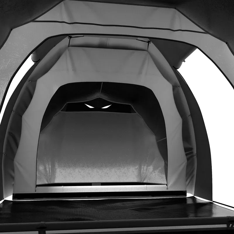 4-Person Tunnel Camping Tent with 2 Bedrooms and Living Area - Grey/Yellow