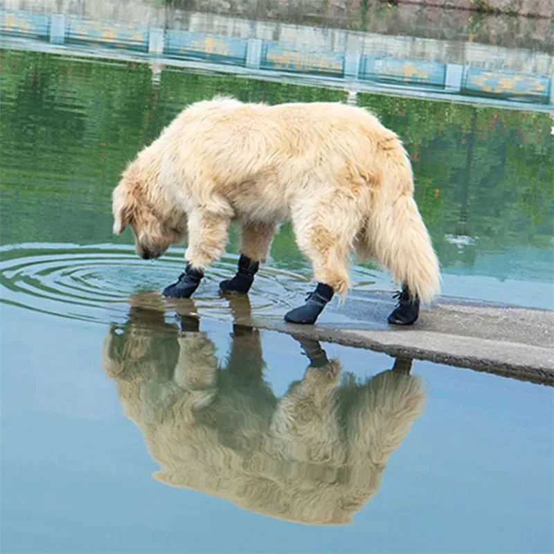 4Pcs Dog Shoes  Non-slip Waterproof Outdoor Knitted Dog Paw Protector with Adjustable Straps