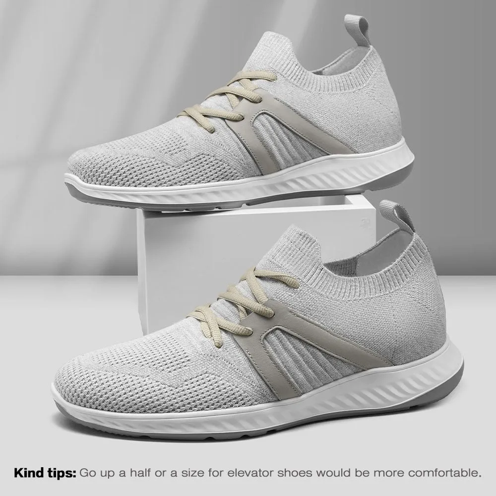 6 CM / 2.36 Inches CMR CHAMARIPA Height Increase Sneakers - Mens High Lift Shoes - Breathable Knit Fabric Outdoor Men's Sports Shoes