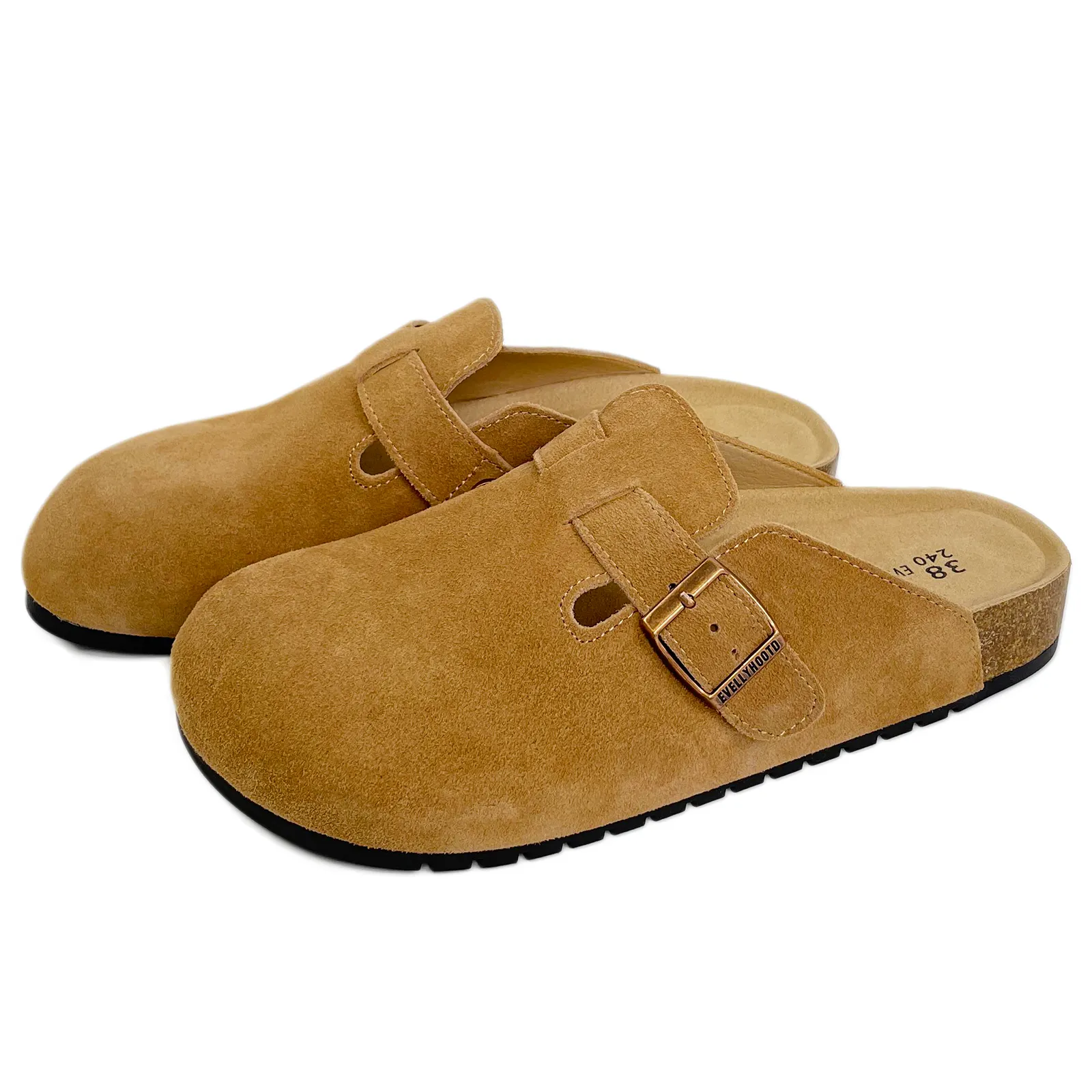 #8555 Closed Round Toe Suede Cork Clogs
