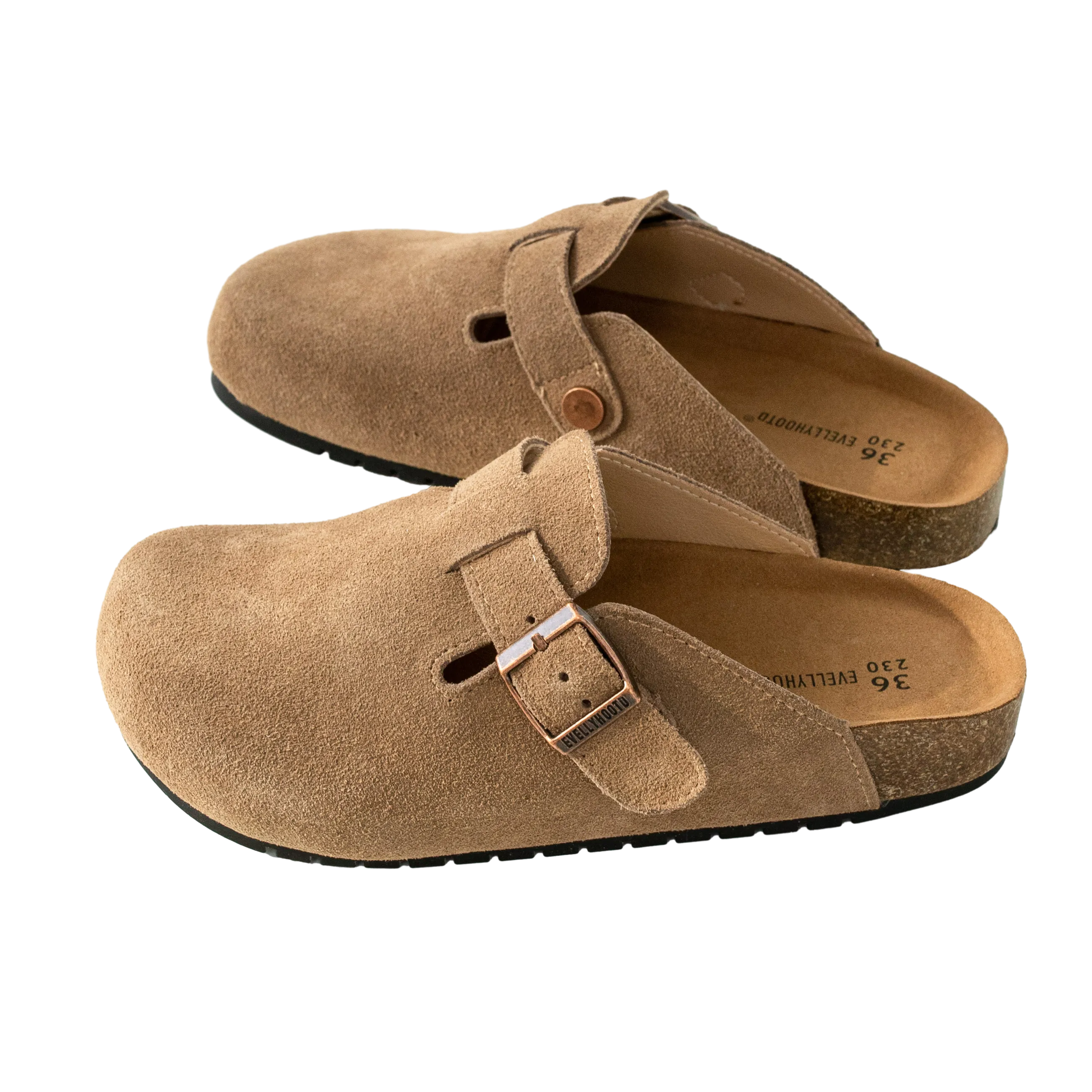 #8555 Closed Round Toe Suede Cork Clogs