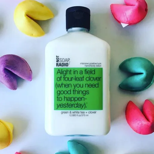 Alight in a field of four-leaf clover (when you need good things to happen- yesterday). <b>hand/body lotion</b>