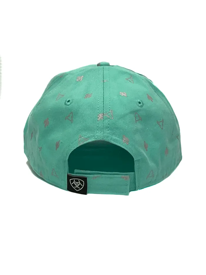 Ariat A300062433 Ladies Cactus Bull Skull Cap Turquoise