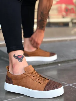 BA0104 Lace-Up Tan Plaid Sport Classic Men's Shoes
