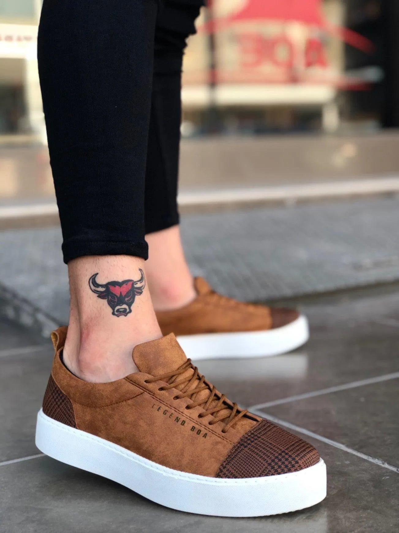 BA0104 Lace-Up Tan Plaid Sport Classic Men's Shoes