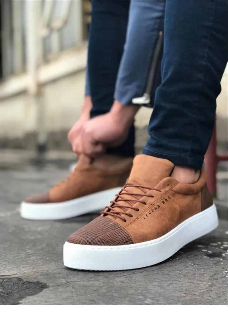 BA0104 Lace-Up Tan Plaid Sport Classic Men's Shoes