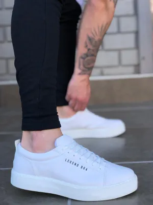 BA0104 Lace-Up White Skin Leather Sport Classic Men Shoes
