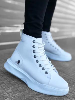 BA0155 Lace-Up Men's High Sole White Sport Boots