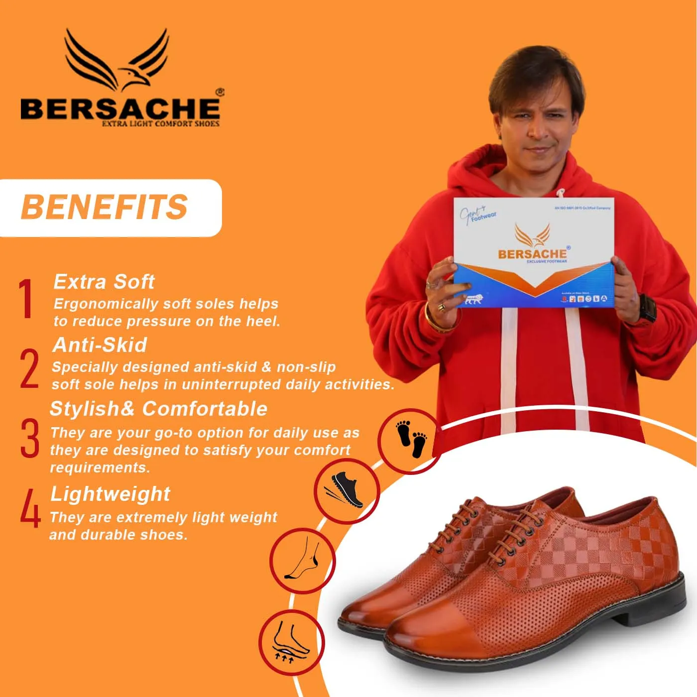 Bersache Sneaker, Loafers ,Casual with extra comfort snearkers for men 9096 (Tan)