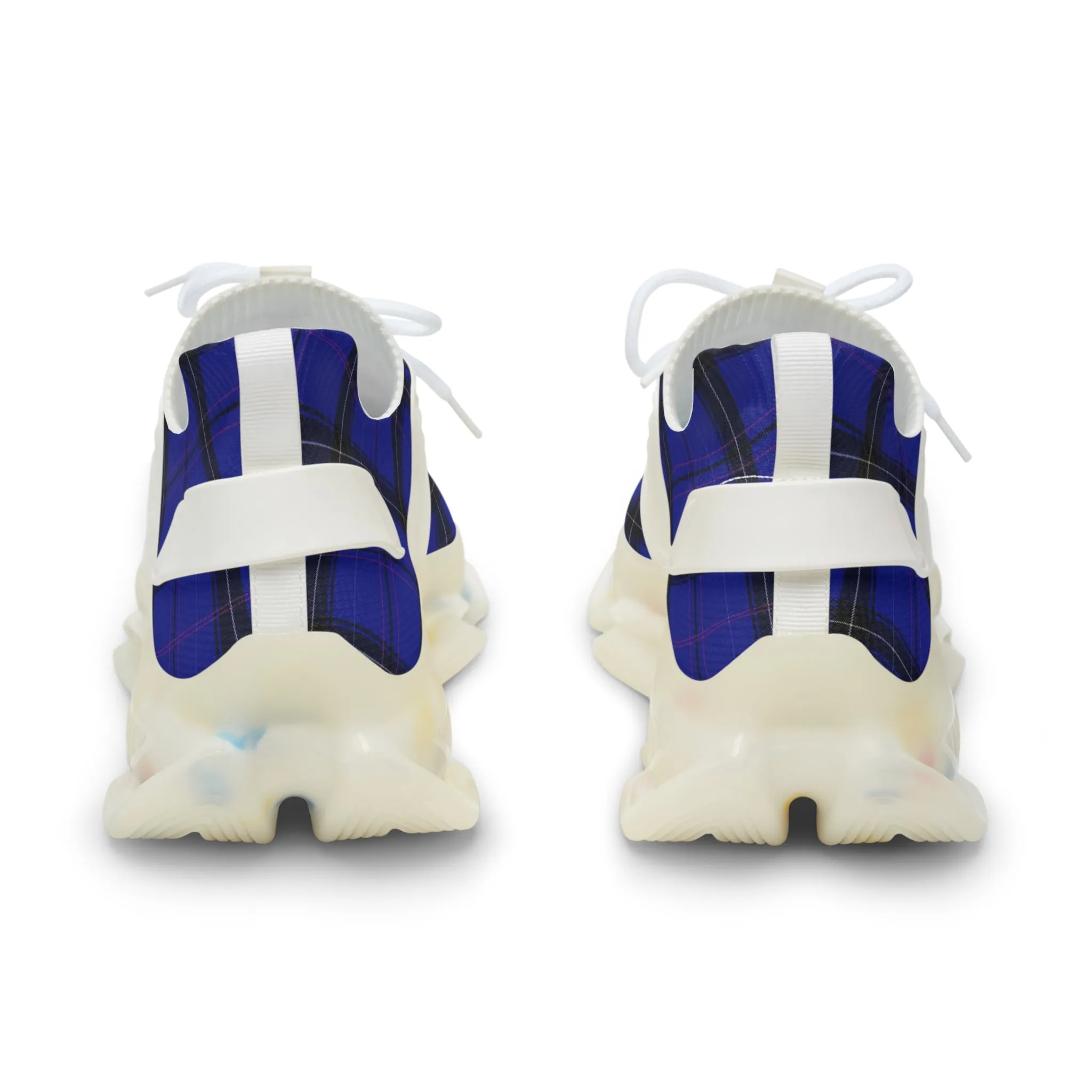 Blue Plaid Men's Mesh Sneakers, Blue Purple Plaid Print Men's Sneakers Best Comfy Men's Mesh Sports Sneakers Shoes (US Size: 5-12)