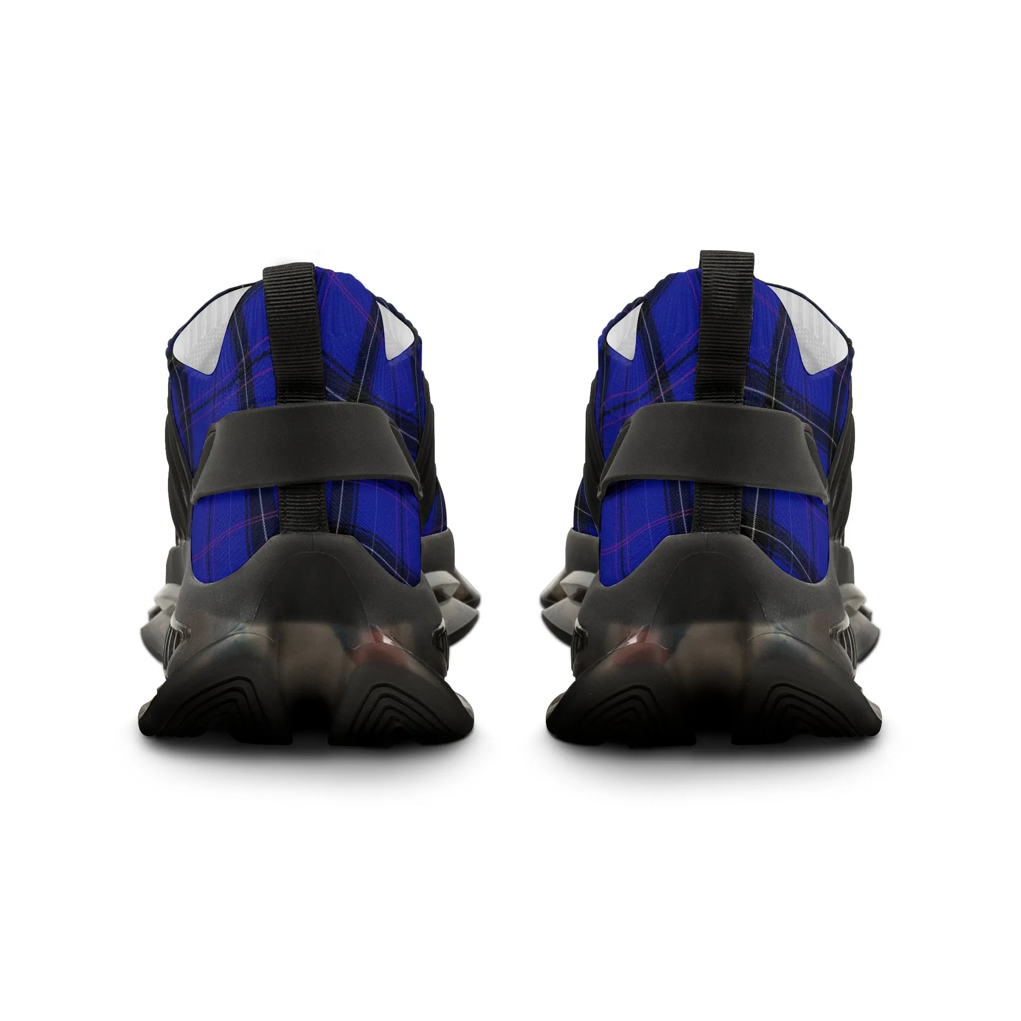 Blue Plaid Men's Mesh Sneakers, Blue Purple Plaid Print Men's Sneakers Best Comfy Men's Mesh Sports Sneakers Shoes (US Size: 5-12)
