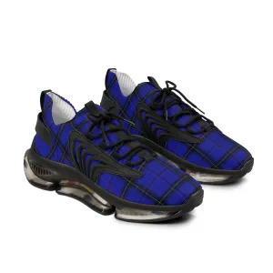 Blue Plaid Men's Mesh Sneakers, Blue Purple Plaid Print Men's Sneakers Best Comfy Men's Mesh Sports Sneakers Shoes (US Size: 5-12)