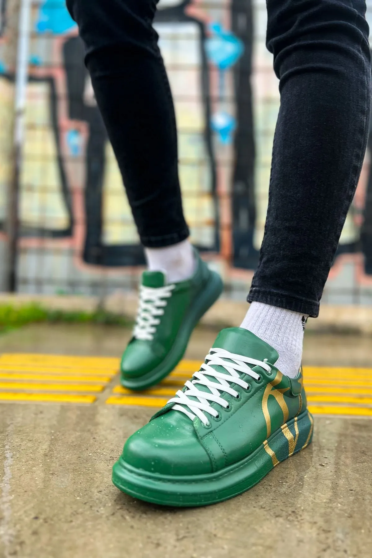 CH254 Men's Sport Sneakers Shoes 491 GREEN / DARK GREEN