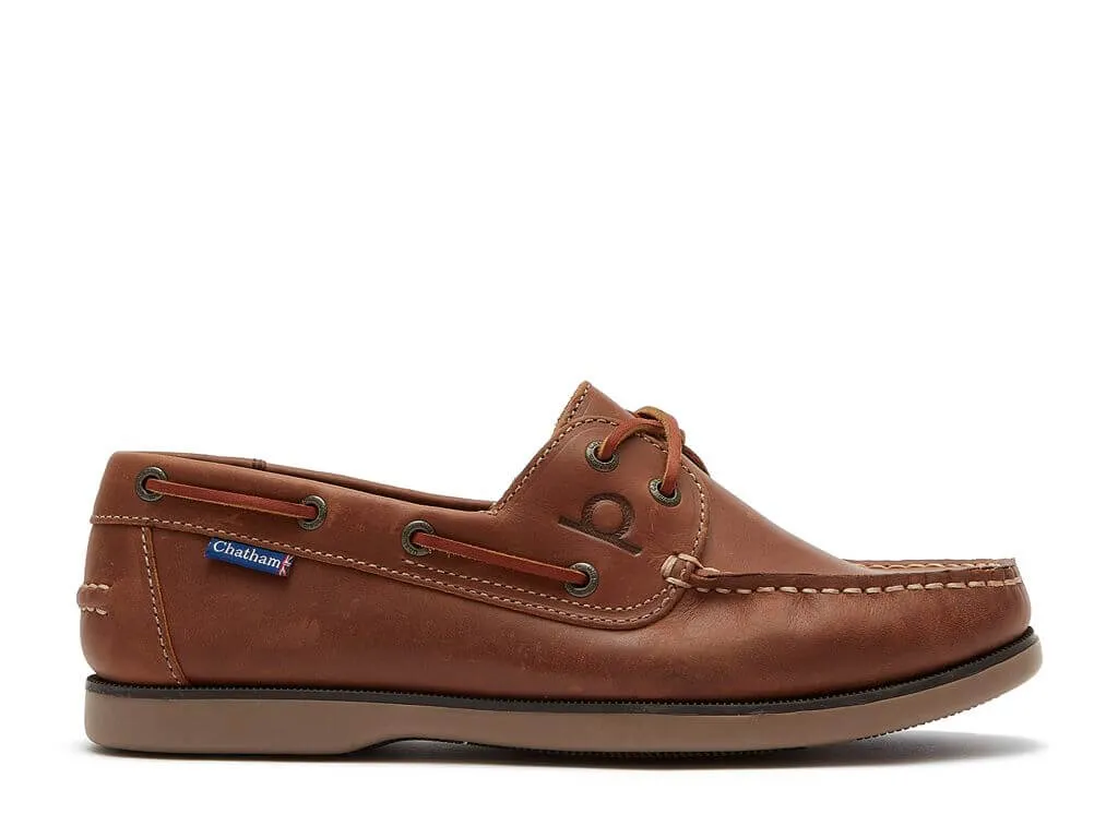 Chatham Men's Whitstable Leather Boat Shoe Tan