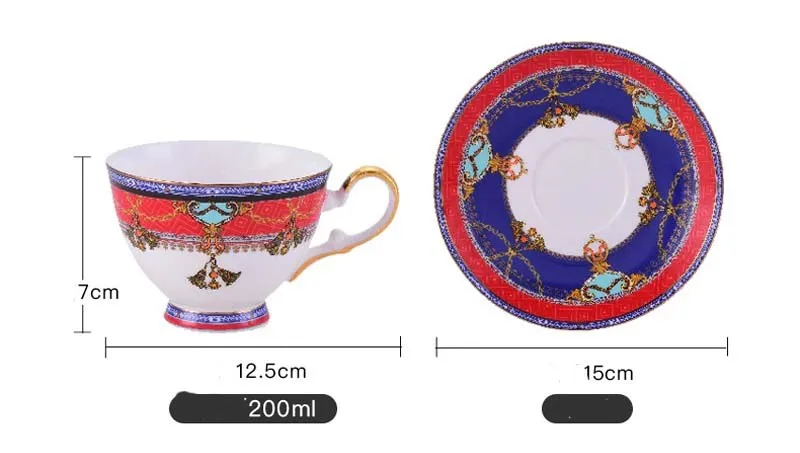 Elegant Luxury French Royal Style Hand Made Fine Porcelain Bone China Gold Plated Coffee and Tea Set 11 Pices