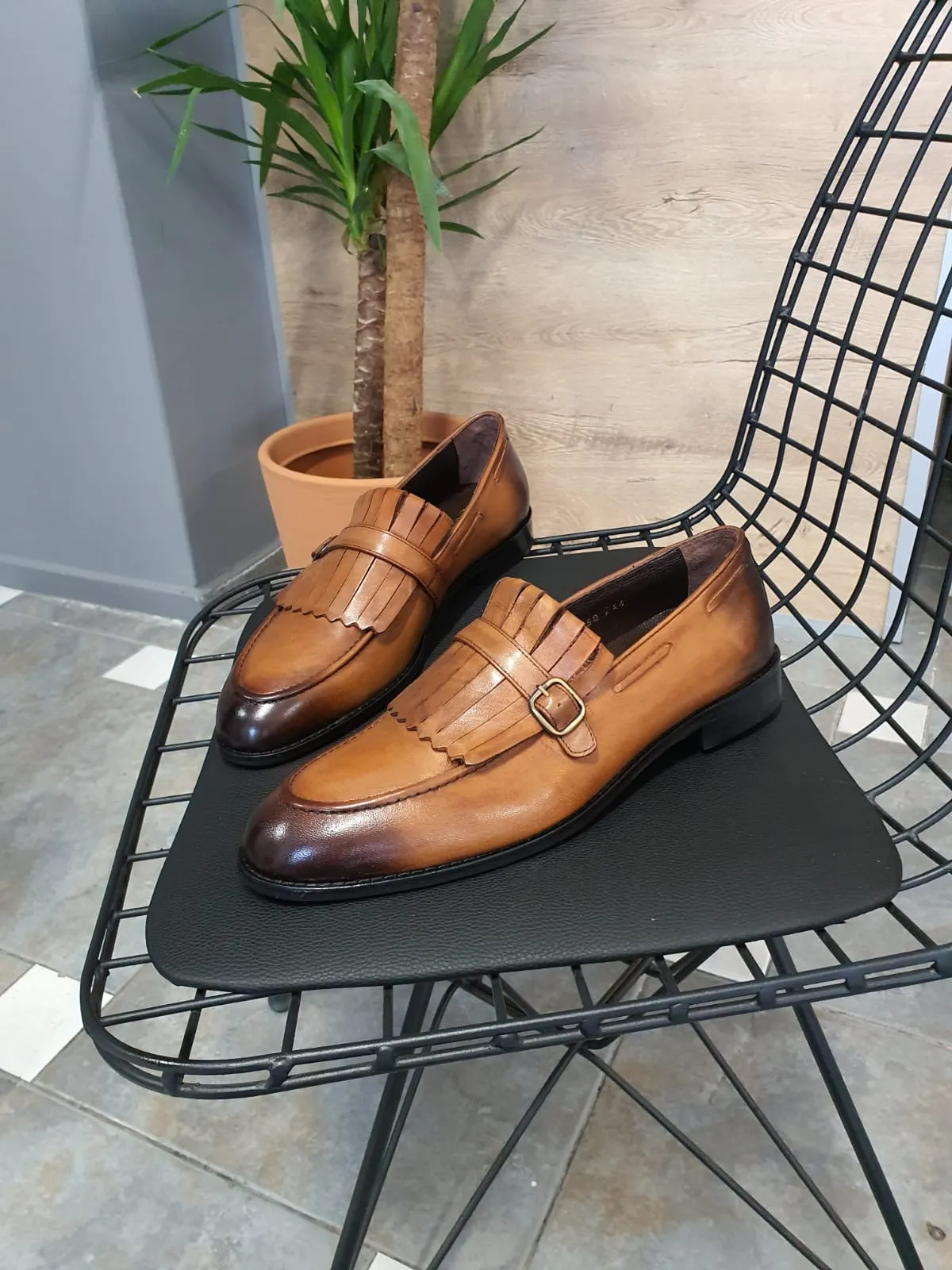 Erie Special Edition Sardinelli Buckle Detailed Tan Leather Shoes