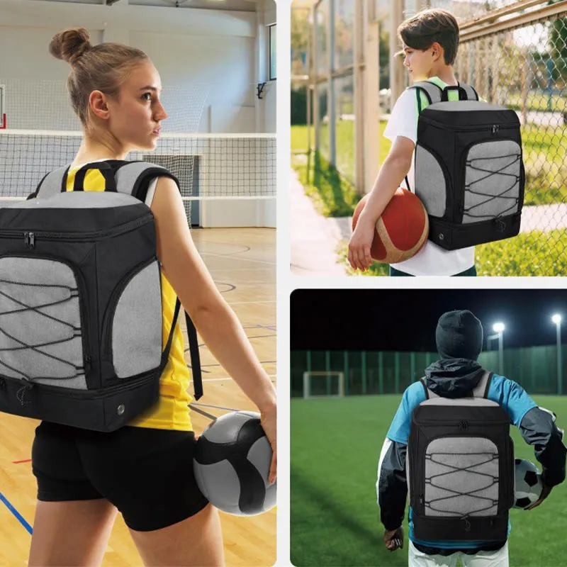 Functional Sports Bag Outdoor Backpack with Ball Compartment & Shoe Compartment