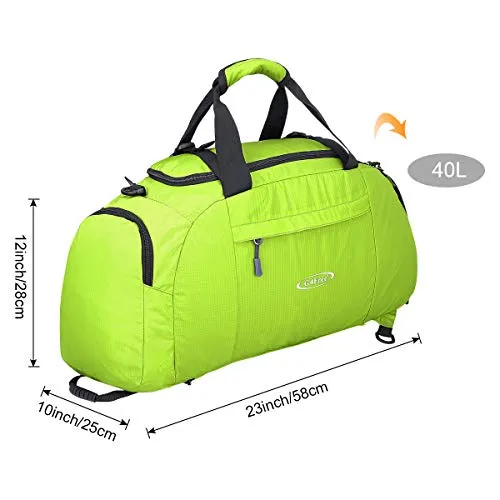 G4Free 3-Way Travel Duffel Backpack Luggage Gym Sports Bag with Shoe Compartment (Green)