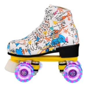 Graffiti Double Row Roller Skates for Adults and Kids - Four-Wheel Design