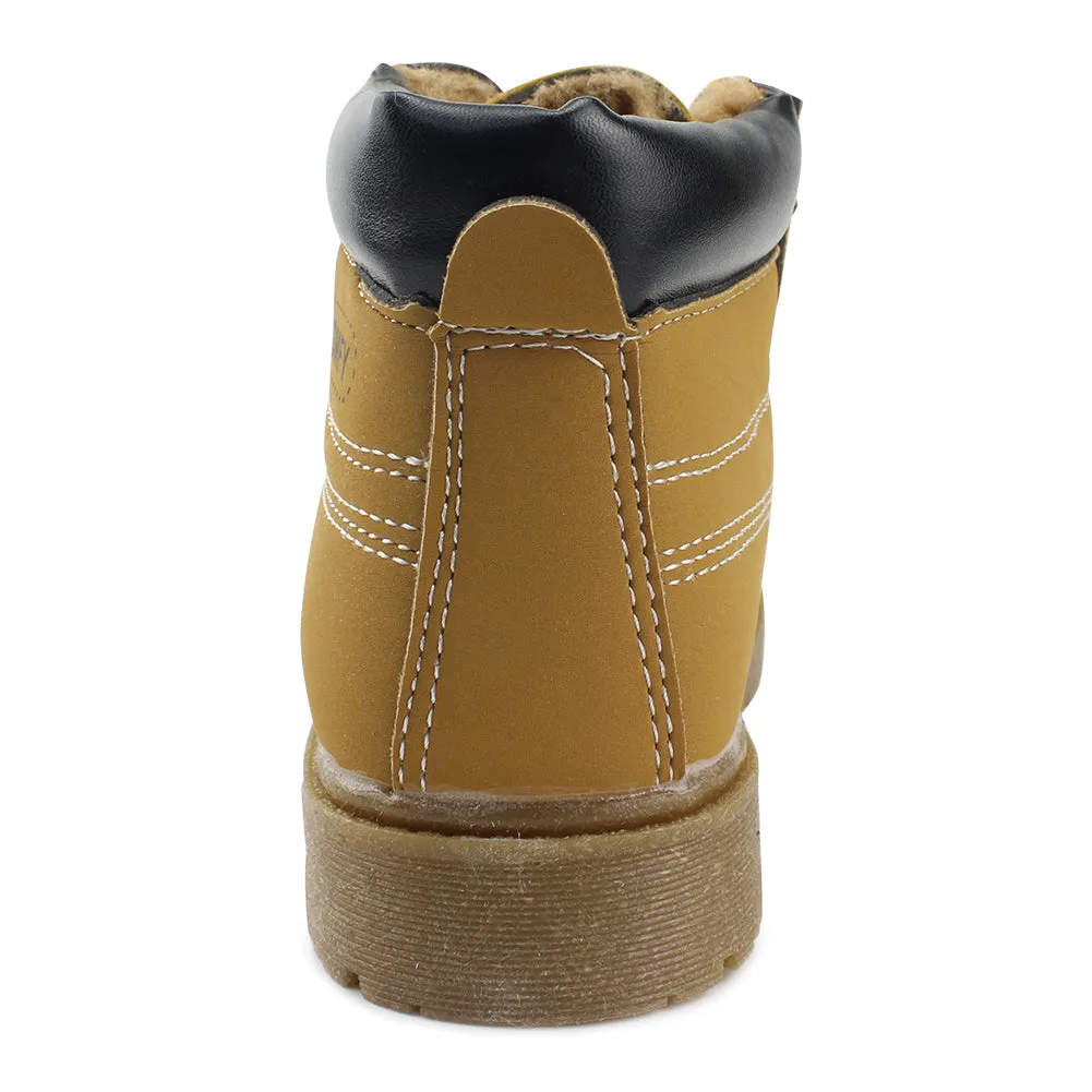 Kids Boy's Outdoor Waterproof Combat Boots Warm Suede Leather Lace-Up Shoes Ankle boots