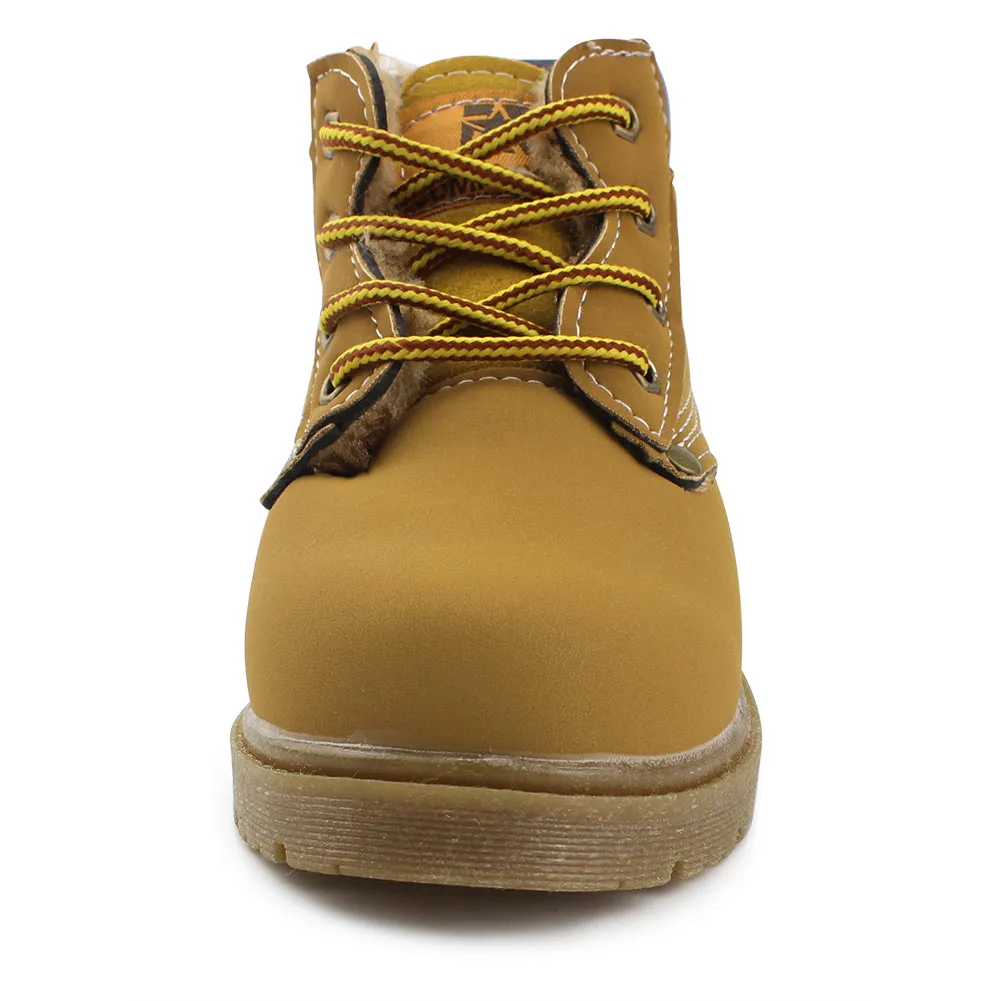 Kids Boy's Outdoor Waterproof Combat Boots Warm Suede Leather Lace-Up Shoes Ankle boots