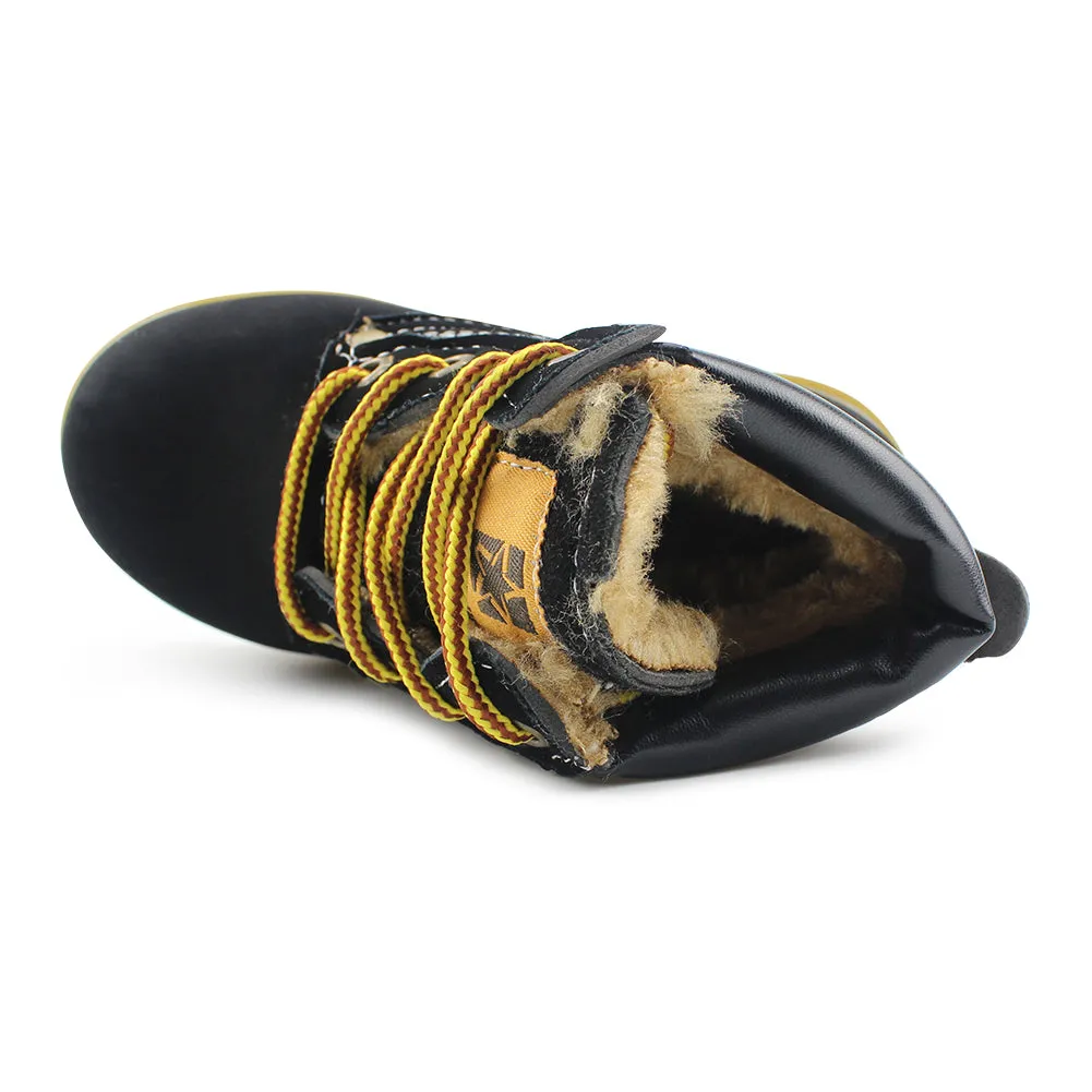 Kids Boy's Outdoor Waterproof Combat Boots Warm Suede Leather Lace-Up Shoes Ankle boots