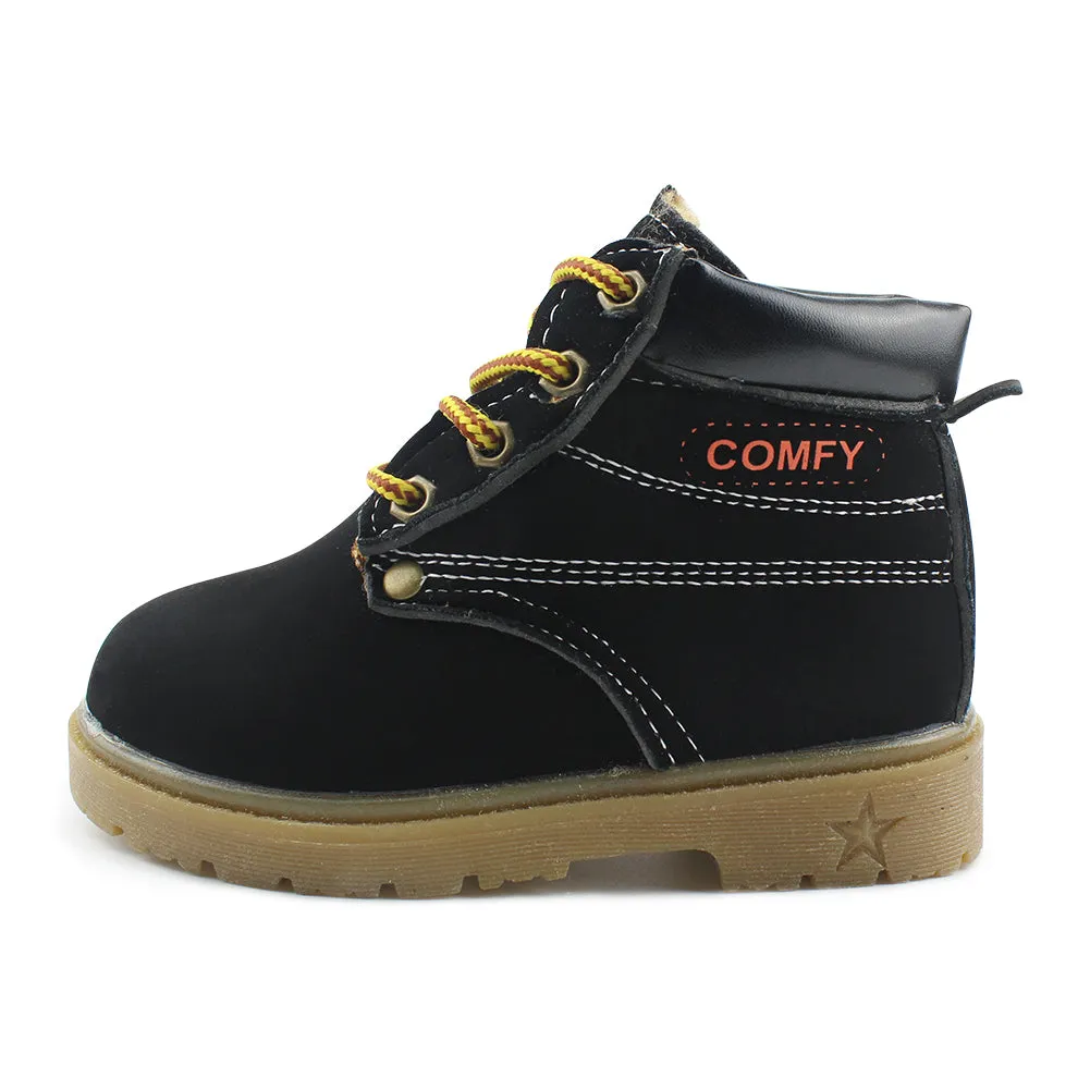 Kids Boy's Outdoor Waterproof Combat Boots Warm Suede Leather Lace-Up Shoes Ankle boots