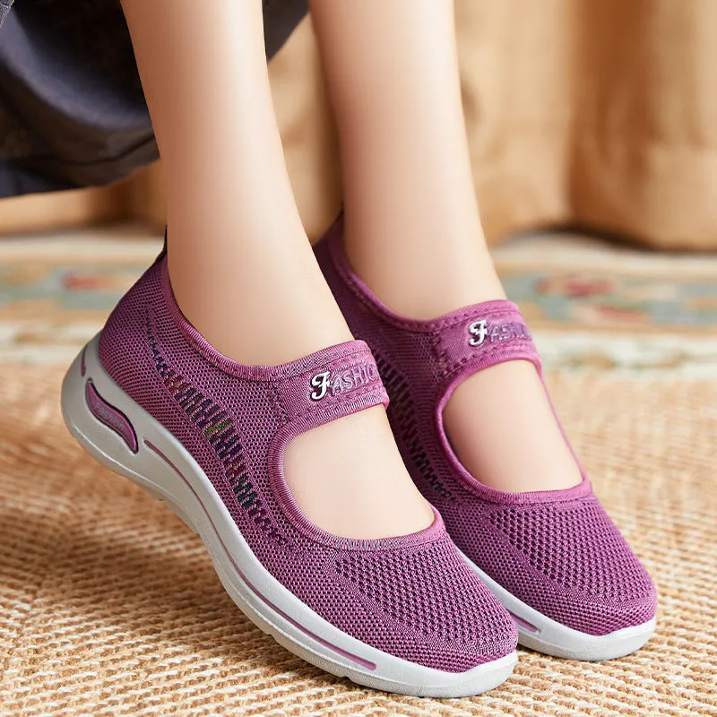 Knit Womens Mary Jane Casual Flats Shoes