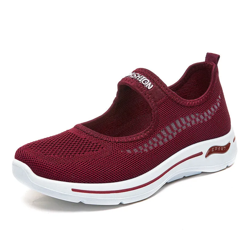 Knit Womens Mary Jane Casual Flats Shoes