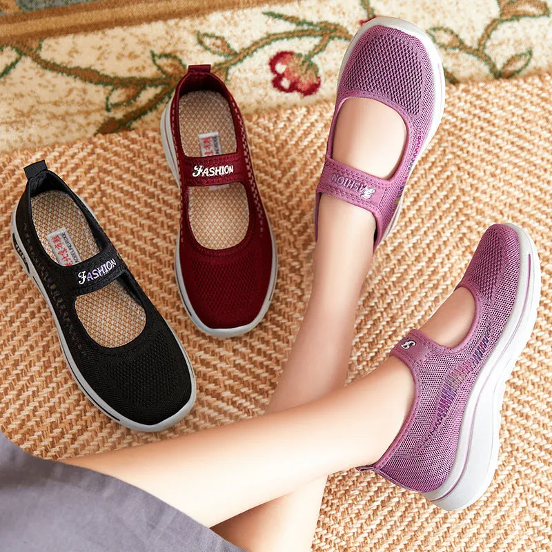 Knit Womens Mary Jane Casual Flats Shoes