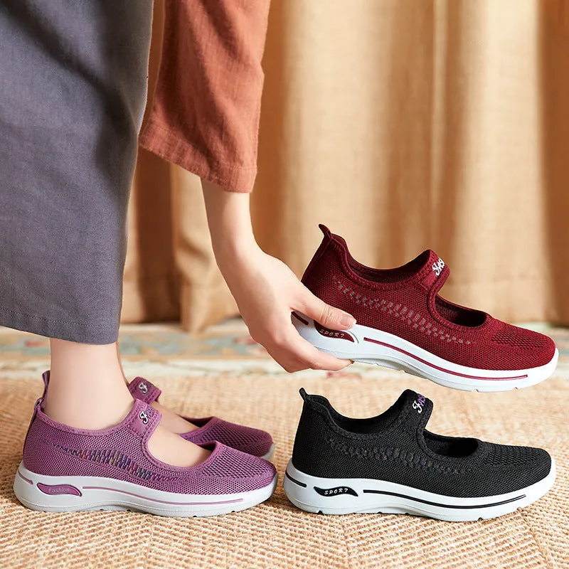 Knit Womens Mary Jane Casual Flats Shoes