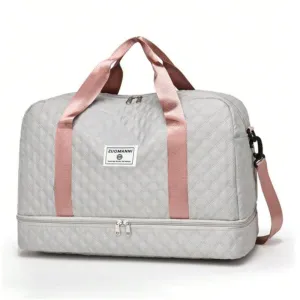 Large Capacity Travel Duffel Bag Versatile Shoulder Crossbody Weekender Bag with Shoe Compartment Grey
