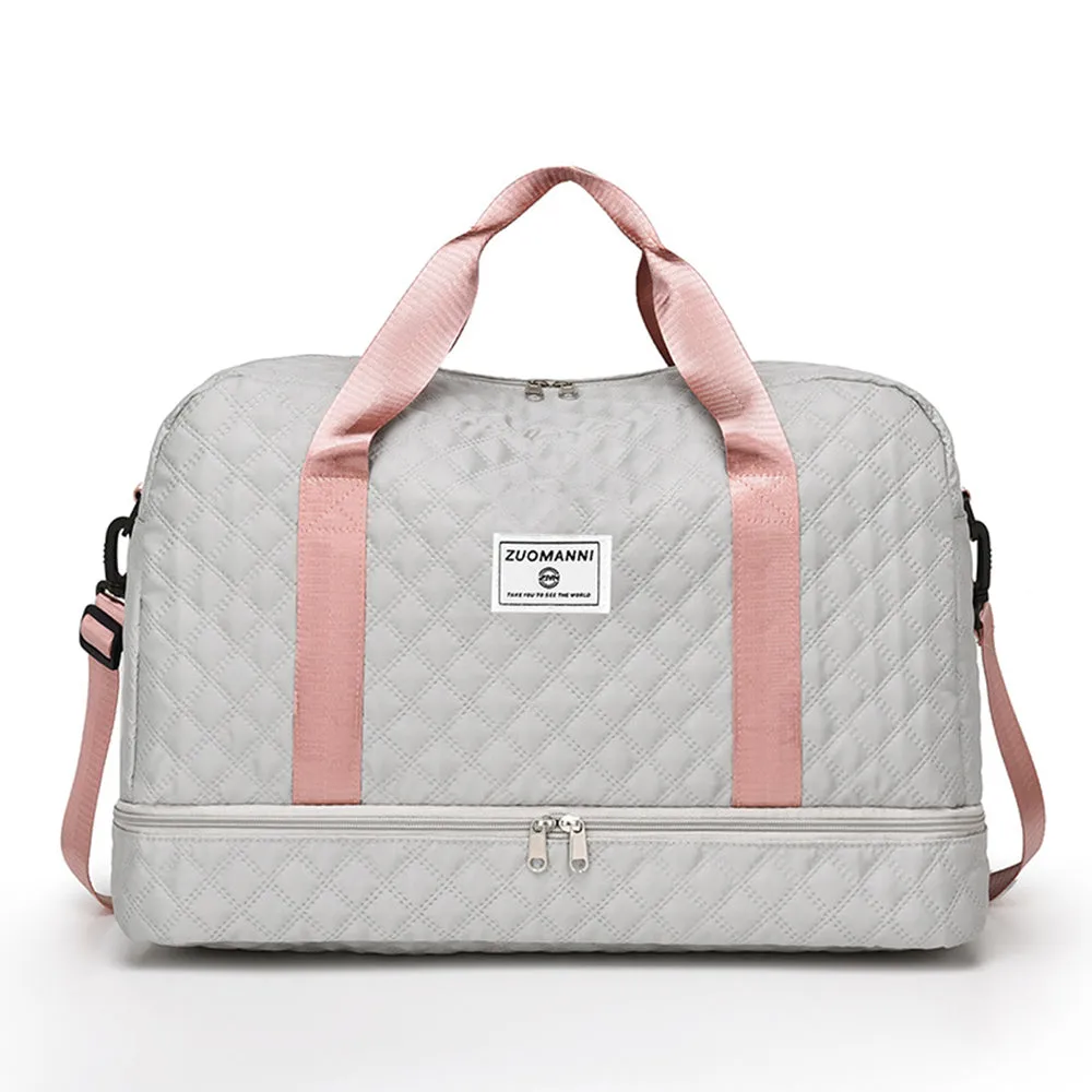 Large Capacity Travel Duffel Bag Versatile Shoulder Crossbody Weekender Bag with Shoe Compartment Grey