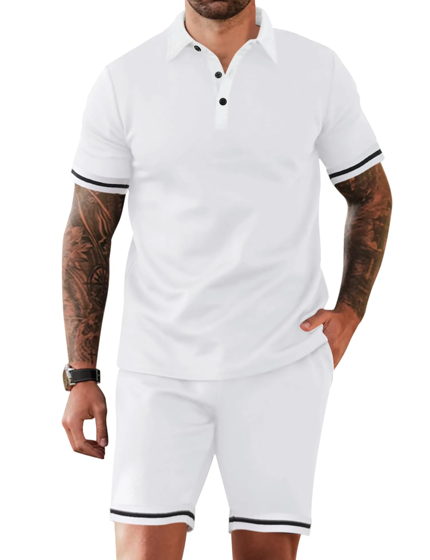 LecGee Men's Polo Shirt and Shorts Set