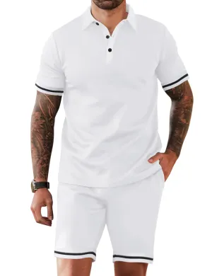 LecGee Men's Polo Shirt and Shorts Set