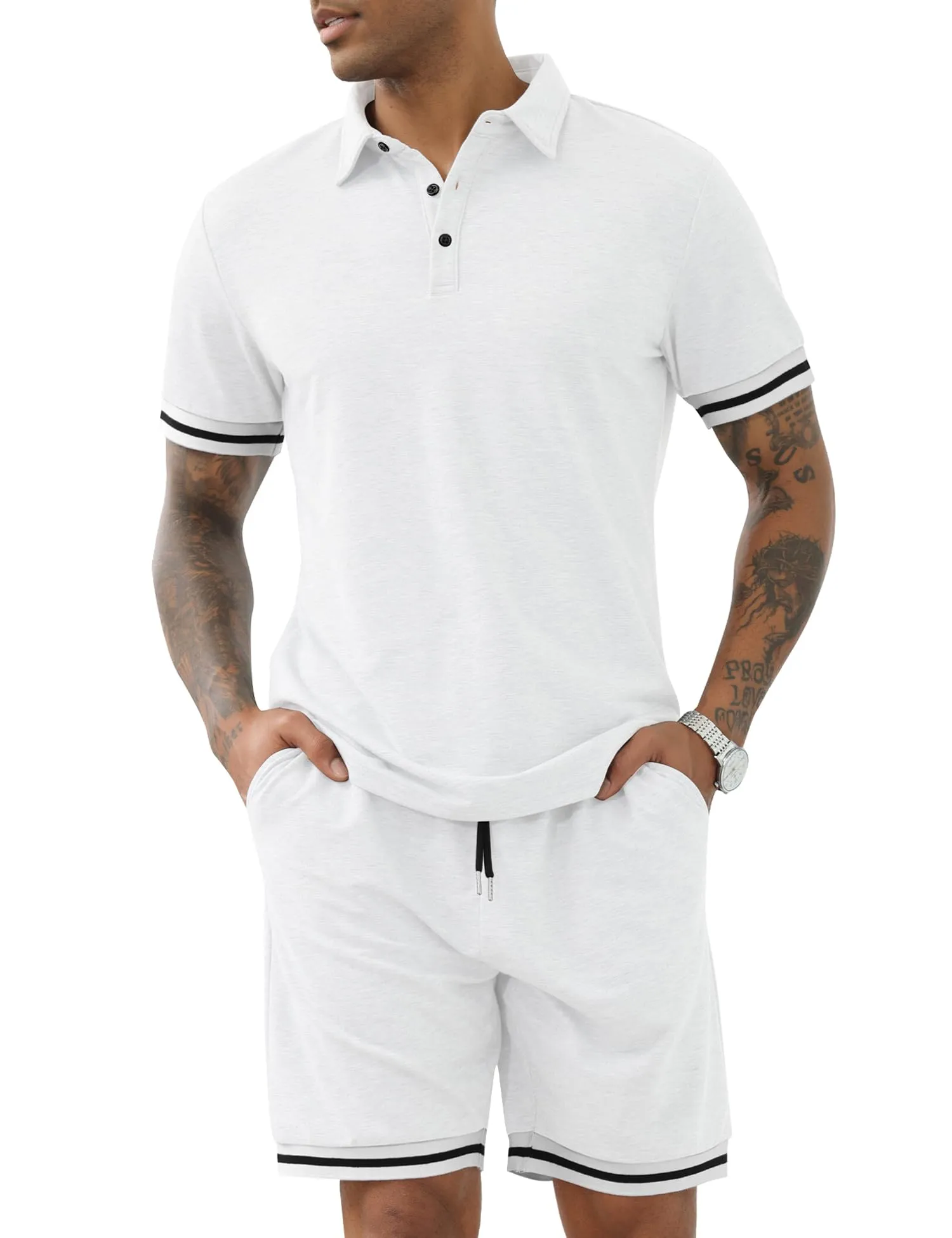LecGee Men's Polo Shirt and Shorts Set