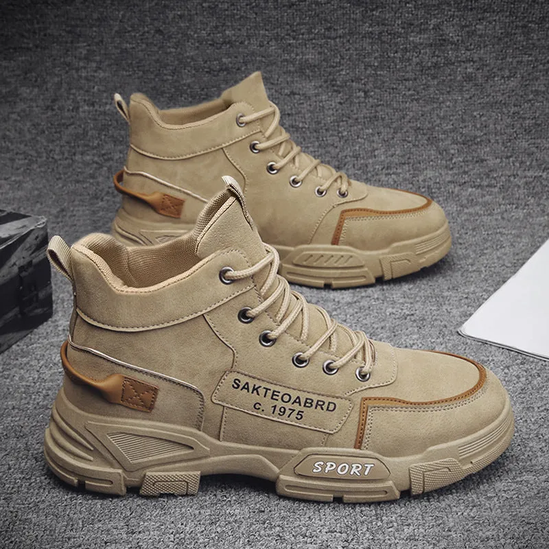 Martin Boots Men's Mid-Top Casual Trend Fashion Outdoor Boots Heightened Workwear Men's Boots   S3145728
