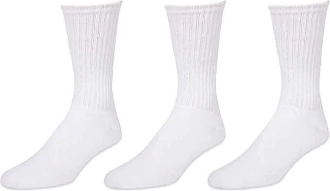 Men’s Casual Cotton Crew Socks for All Purpose Work Sports Athletic Moisture Wicking 12 Pairs Size 9-11, 10-13