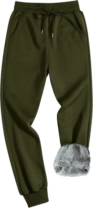 Men's Winter Fleece Joggers Sherpa Lined