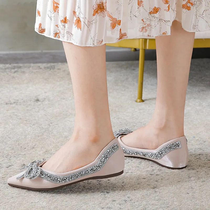 Nanccy Rhinestone  Casual Comfort Dressy Flats For Wedding Bling Diamonds Bridal Shoes