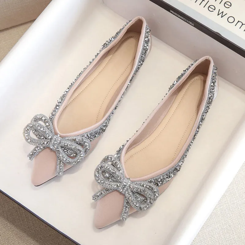Nanccy Rhinestone  Casual Comfort Dressy Flats For Wedding Bling Diamonds Bridal Shoes