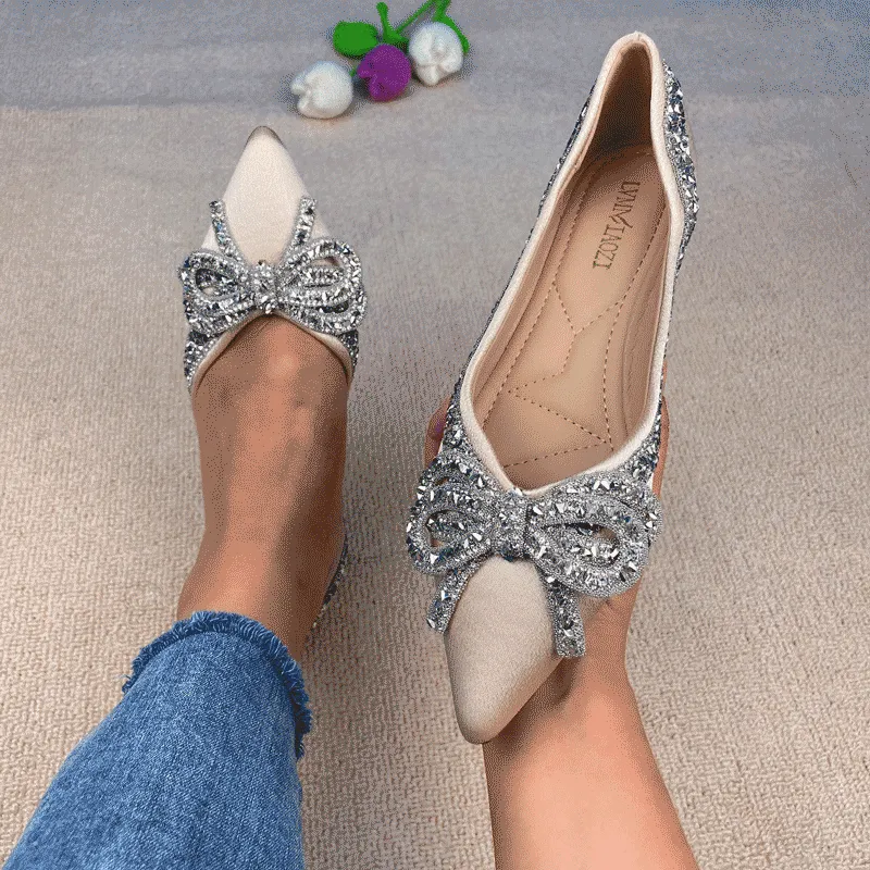 Nanccy Rhinestone  Casual Comfort Dressy Flats For Wedding Bling Diamonds Bridal Shoes
