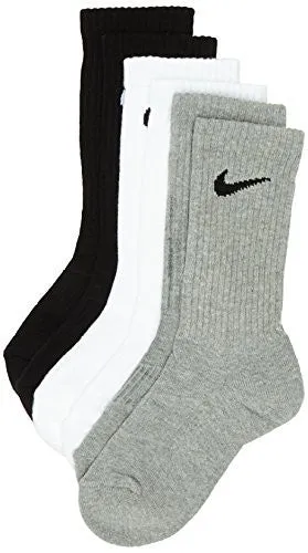 Nike Cotton Cushion Crew Socks - Large (Men's size 8-12) - Grey/Black/White (Pack of 3)