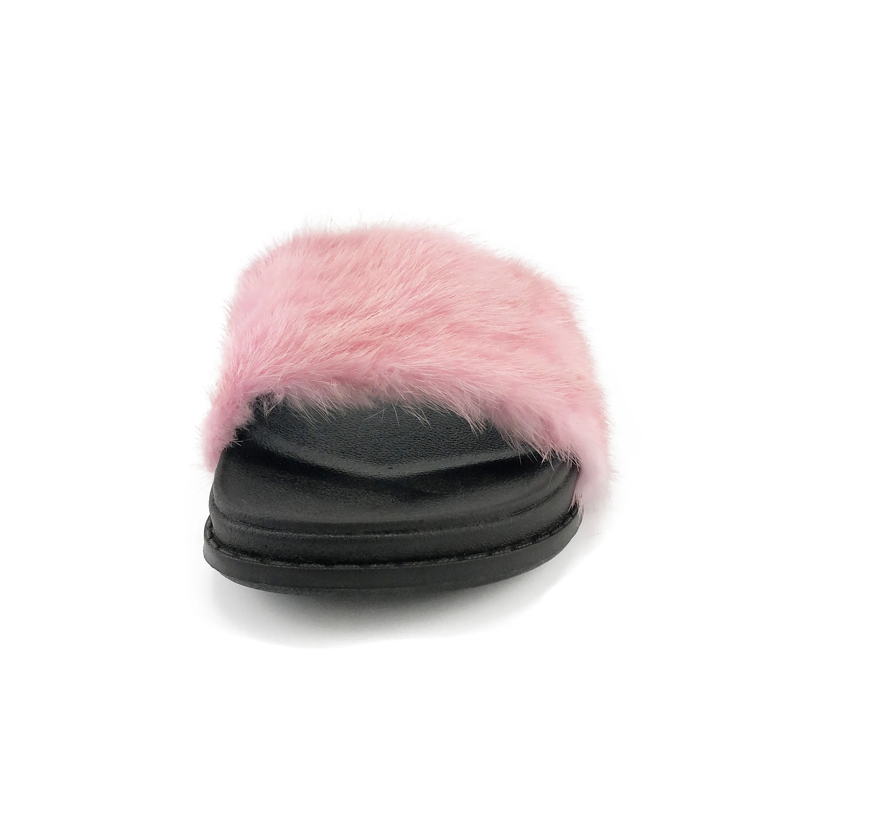 Pink Mink Fur Slides