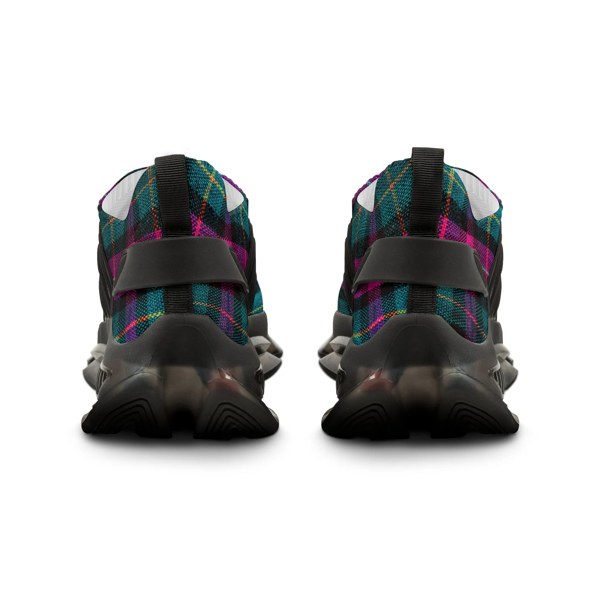 Pink Plaid Men's Mesh Sneakers, Best Pink and Green Plaid Print Men's Sneakers Best Comfy Men's Mesh Sports Sneakers Shoes (US Size: 5-12)