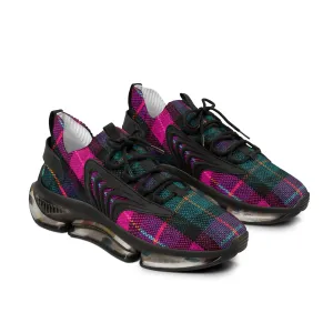 Pink Plaid Men's Mesh Sneakers, Pink and Green Plaid Print Men's Sneakers Best Comfy Men's Mesh Sports Sneakers Shoes (US Size: 5-12)
