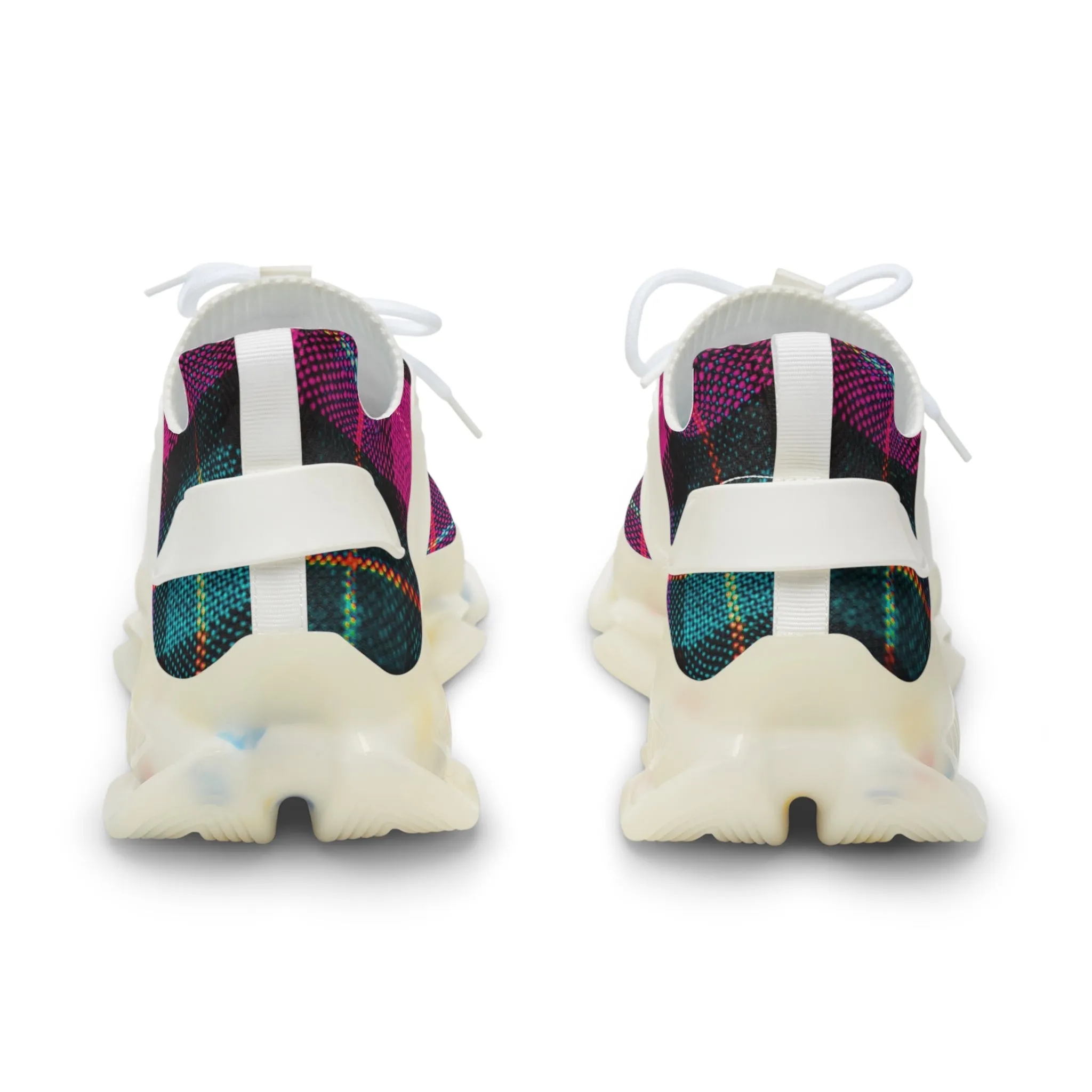 Pink Plaid Men's Mesh Sneakers, Pink and Green Plaid Print Men's Sneakers Best Comfy Men's Mesh Sports Sneakers Shoes (US Size: 5-12)