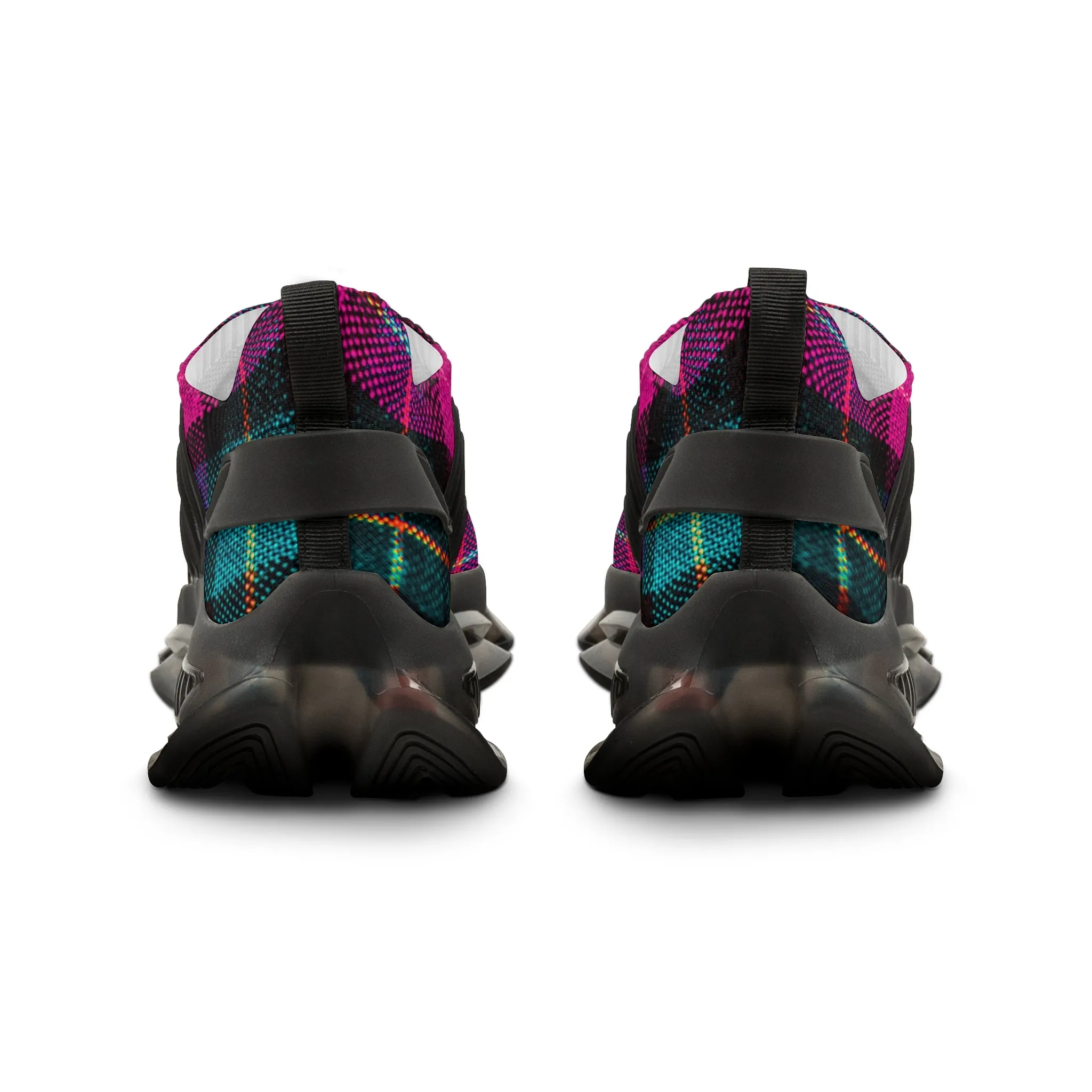 Pink Plaid Men's Mesh Sneakers, Pink and Green Plaid Print Men's Sneakers Best Comfy Men's Mesh Sports Sneakers Shoes (US Size: 5-12)