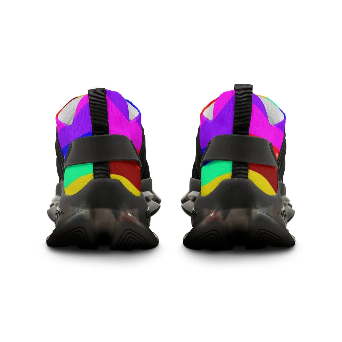 Rainbow Striped Print Men's Shoes, Gay Pride Fun Colorful Best Comfy Men's Mesh Sports Sneakers